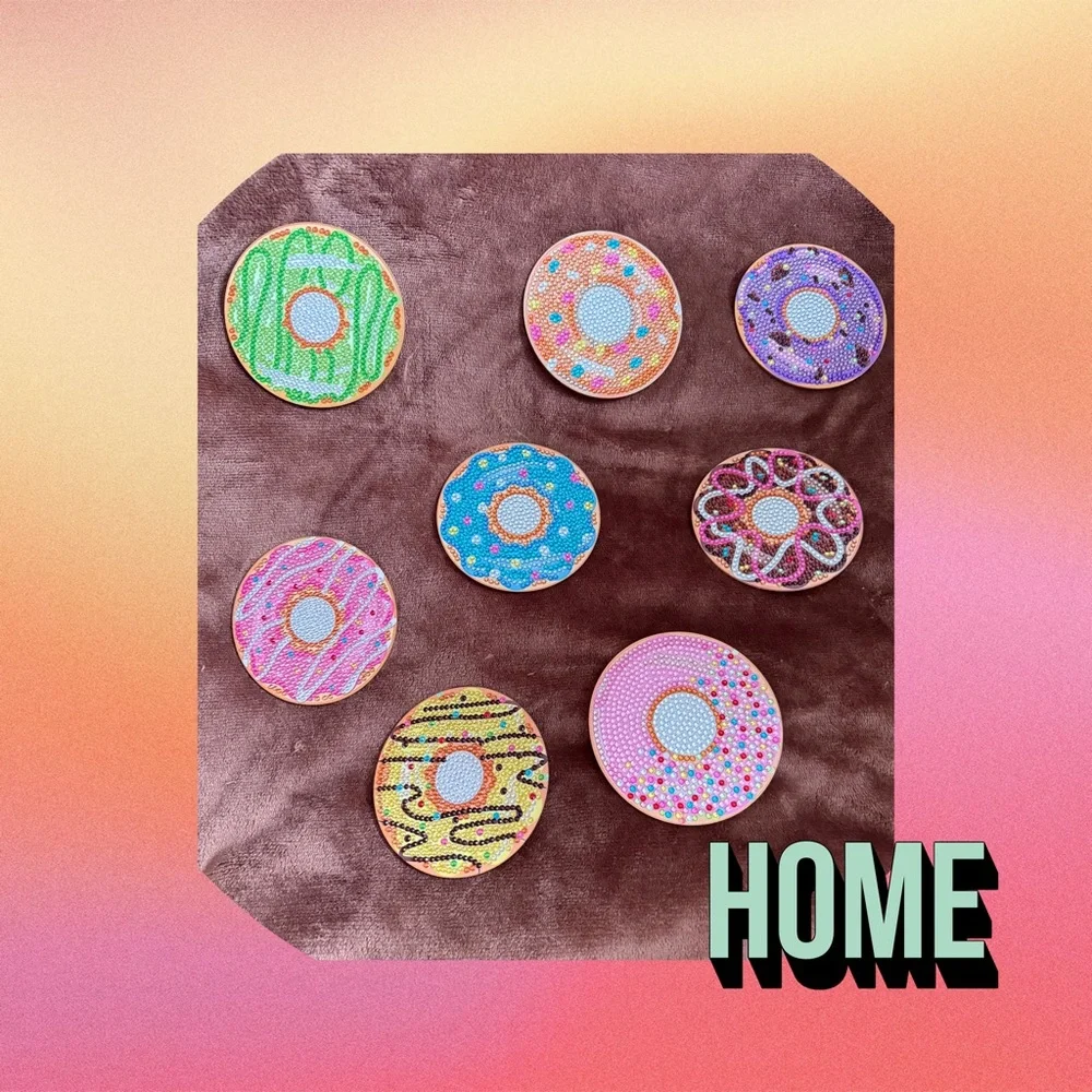 Colorful Donut Coasters Set - Picture 1 of 6